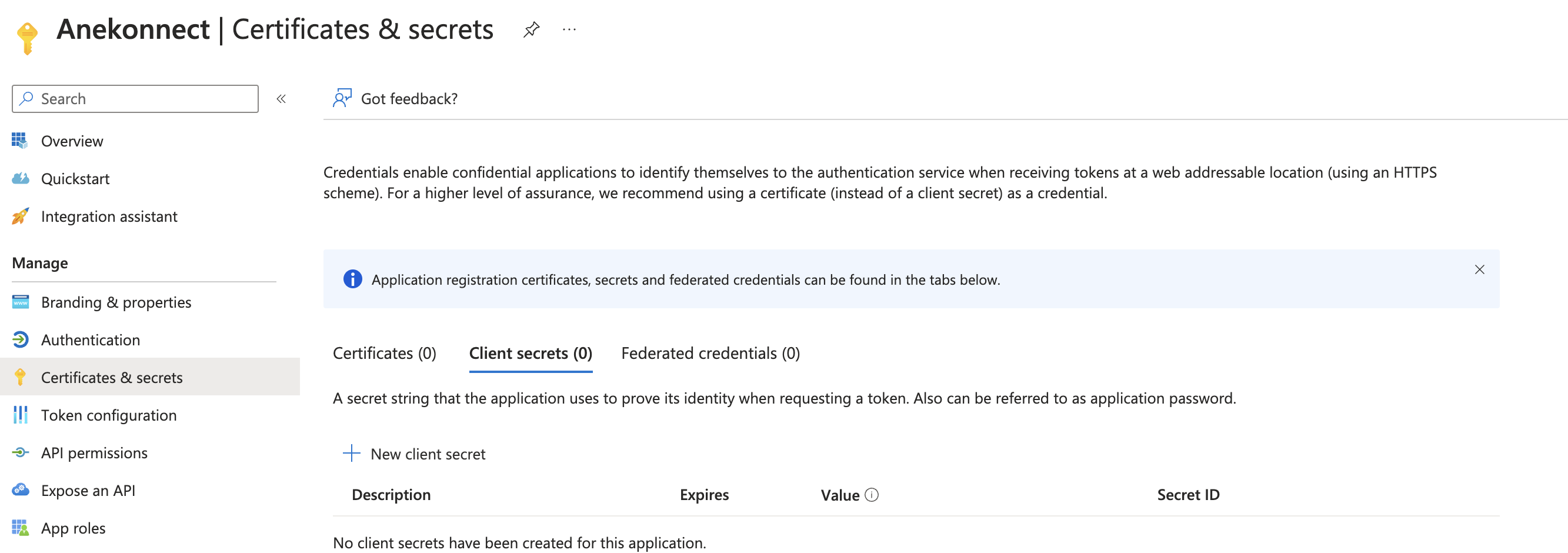 Certificate & Secrets