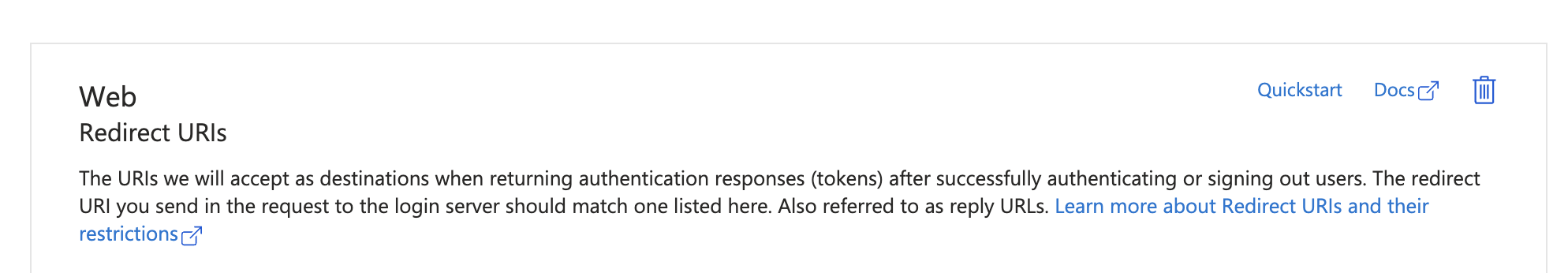 Redirect URI Screenshot